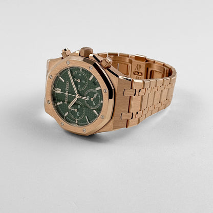 Audemars Piguet Royal Oak AAA+ 26240OR.OO.1320OR.04 Chronograph '50th Anniversary' Rose Gold Khaki Green Dial (2022) Swiss 3285 Movement