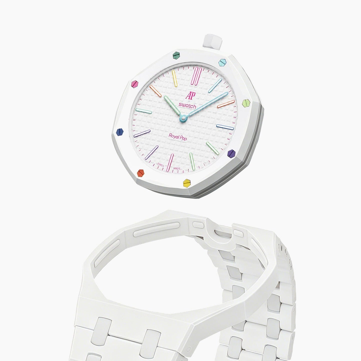 Audemars Piguet x Swatch Royal Pop "HUIT BLANC" 40 mm + Ceramic Case-Strap