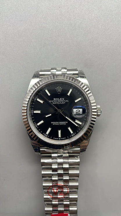 Rolex Datejust 41 – Black Dial VSF SUPER CLONE – 126334 – Fluted Bezel – Jubilee Bracelet