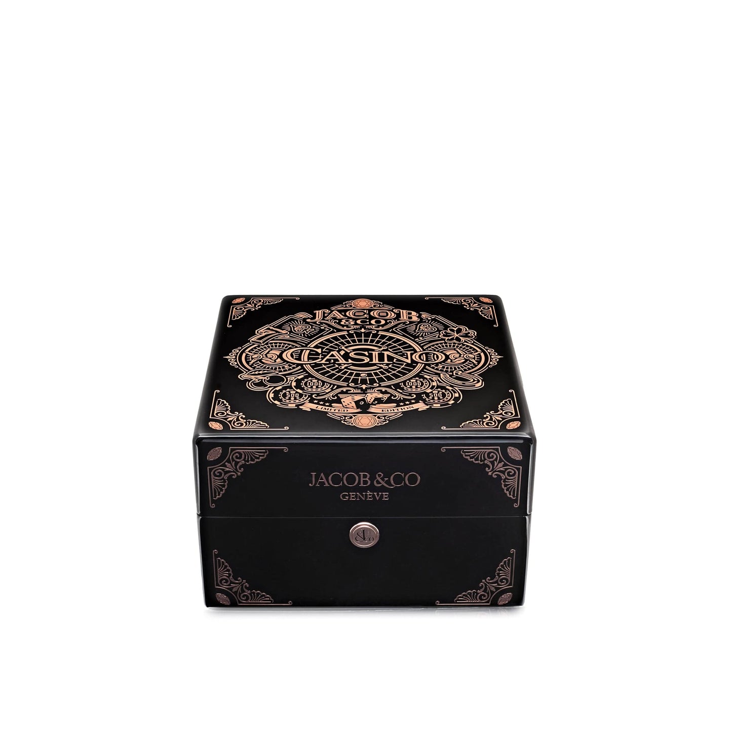 Jacob & Co. 'The Casino Tourbillon' CA100.40.AA.AA.ABALA Rose Gold Black Onyx Dial Limited Edition