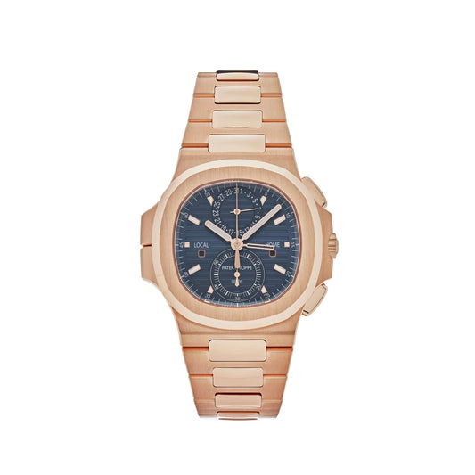 Patek Philippe Nautilus 3285 V3 – AAA+ 5990/1R-001 Travel Time Flyback Chronograph Rose Gold Blue Dial (2025)